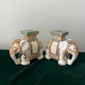 2 Small Vintage Ceramic Elephant Plant stand